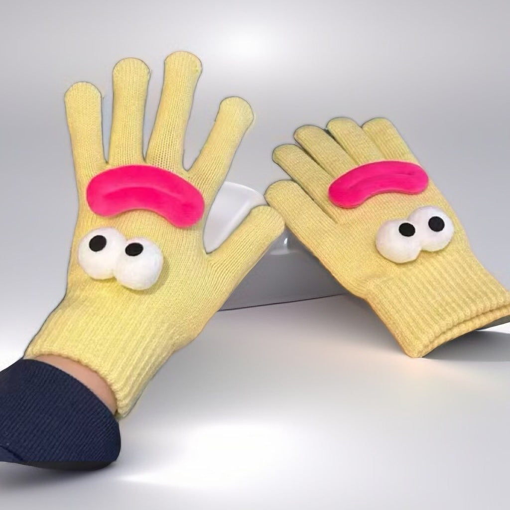 Wholesale Cute and funny warm fleece knitted gloves